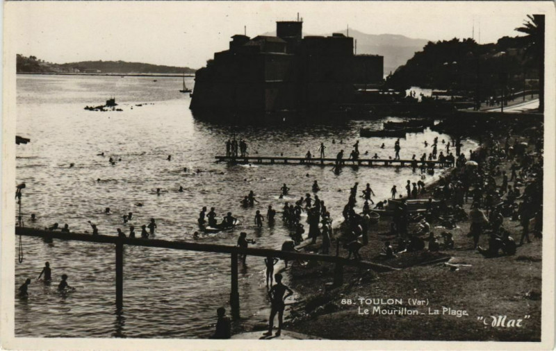 Carte postale ancienne Toulon -Mourillon ,La Plage France à Toulon