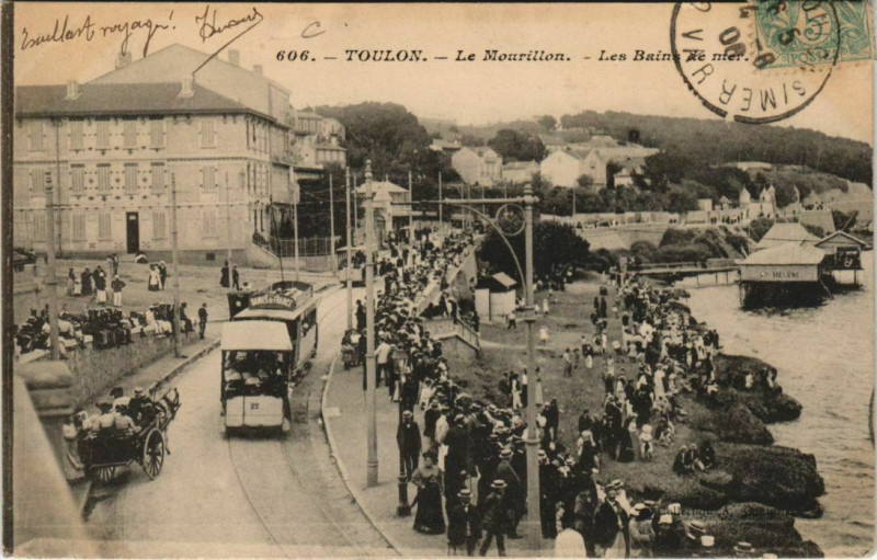 Carte postale ancienne Toulon -Mourillon ,Les Bains de mer France à Toulon