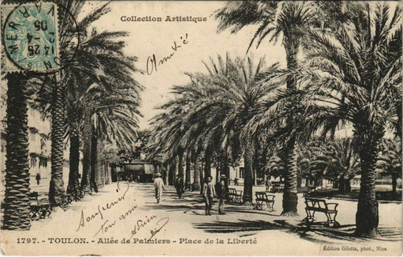 Carte postale ancienne Toulon Place de la Liberte ,Allee des Palmiers France à Toulon
