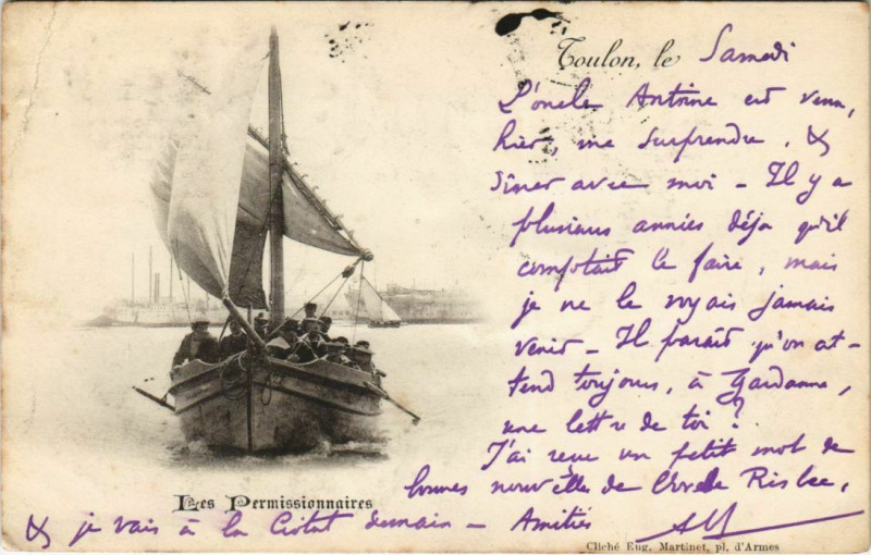 Carte postale ancienne Toulon Les Permissionnaires France à Toulon
