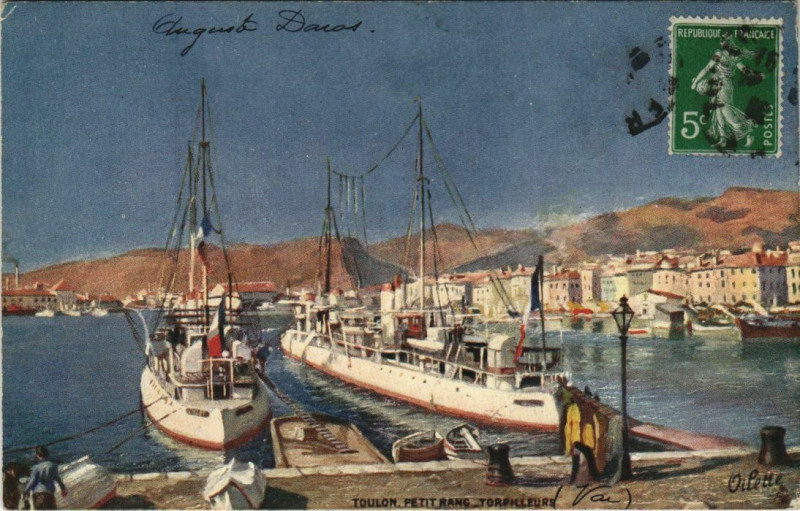 Carte postale ancienne Toulon Petit Rang Torpilleurs France à Toulon