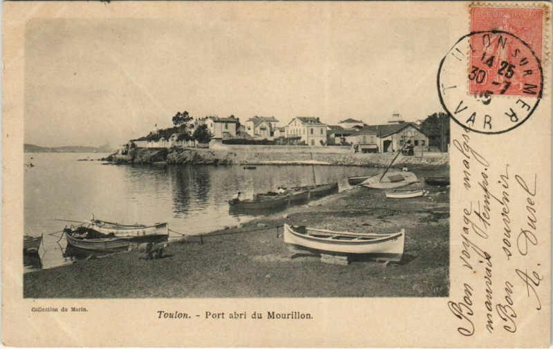 Carte postale ancienne Toulon Port abri du Mourillon France à Toulon