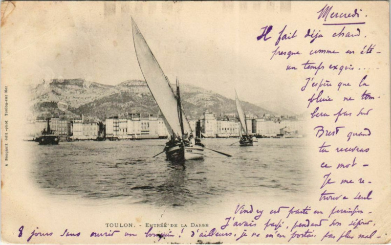 Carte postale ancienne Toulon Entree de la Darse France à Toulon