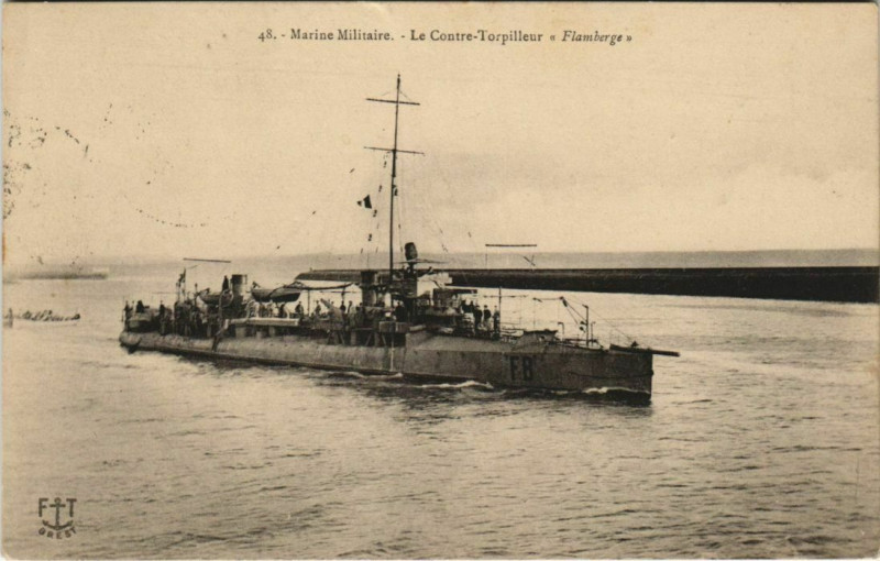 Carte postale ancienne Toulon Le Contre Torpilleur Flamberge France à Toulon