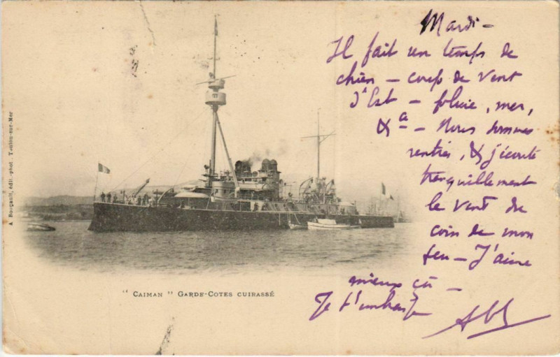 Carte postale ancienne Toulon Caiman Garde Cotes Cuirasse France à Toulon