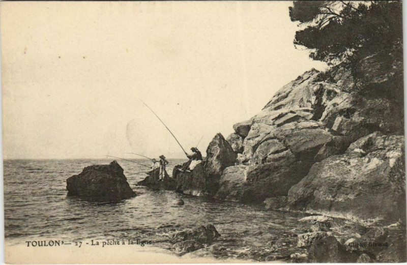 Carte postale ancienne Toulon La peche a la ligne France à Toulon