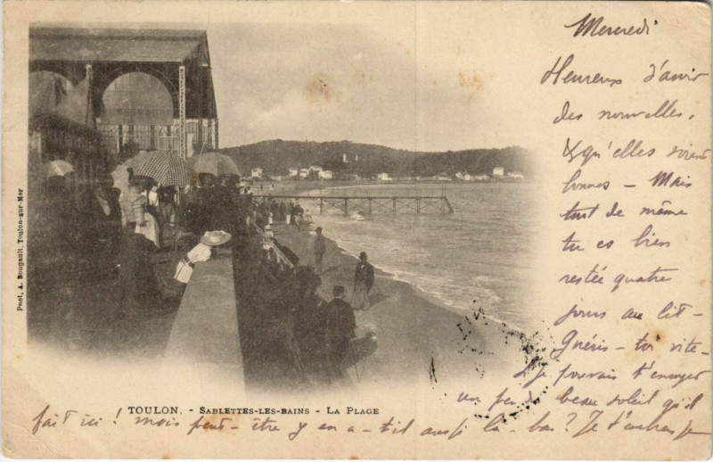 Carte postale ancienne Toulon Sablettes les Bains ,La Plage France à Toulon