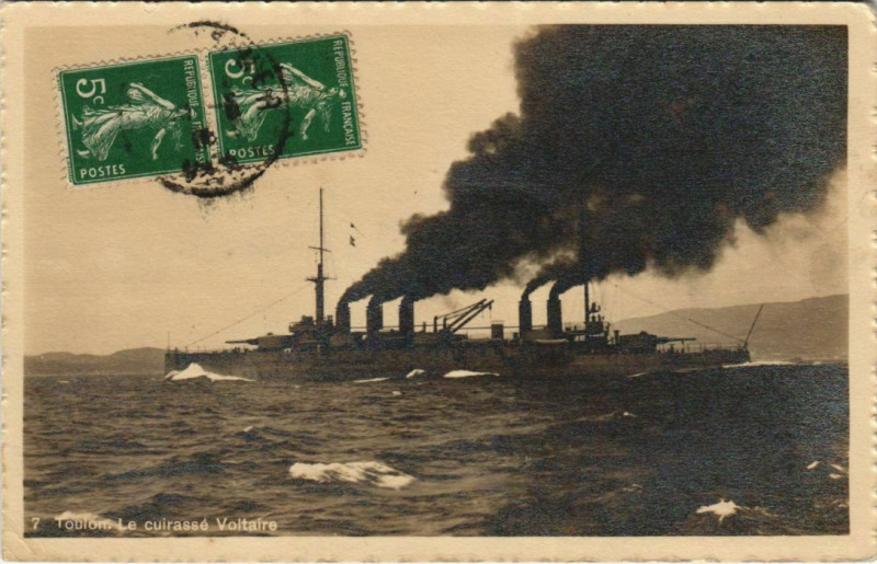 Carte postale ancienne Toulon Le Cuirasse Voltaire France à Toulon