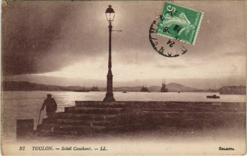 Carte postale ancienne Toulon Soleil Couchant France à Toulon