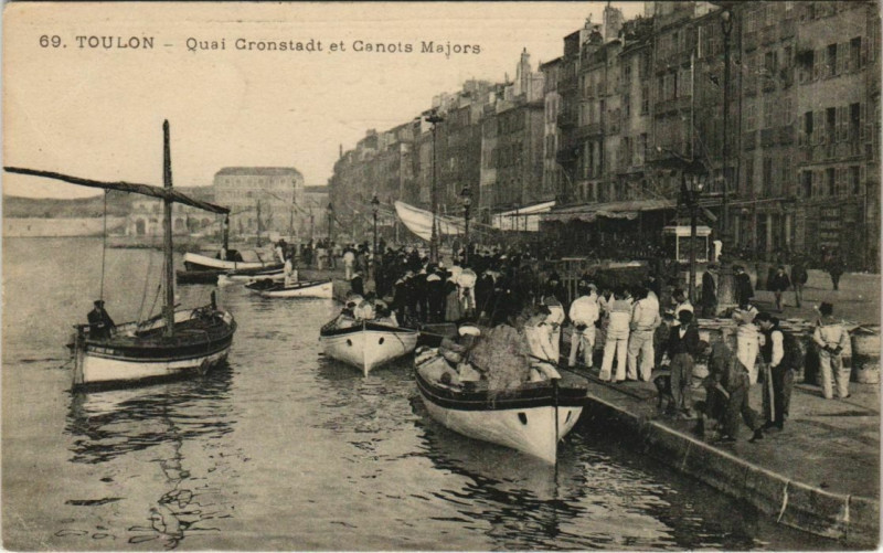 Carte postale ancienne Toulon Quai Cronstadt et Canots Majors France à Toulon
