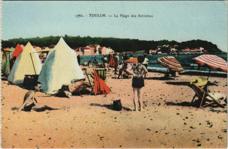 Carte postale ancienne Toulon La Plage des Sablettes France à Toulon