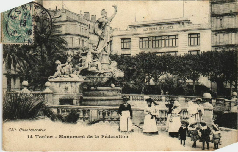 Carte postale ancienne Toulon Monument de la Federation France à Toulon
