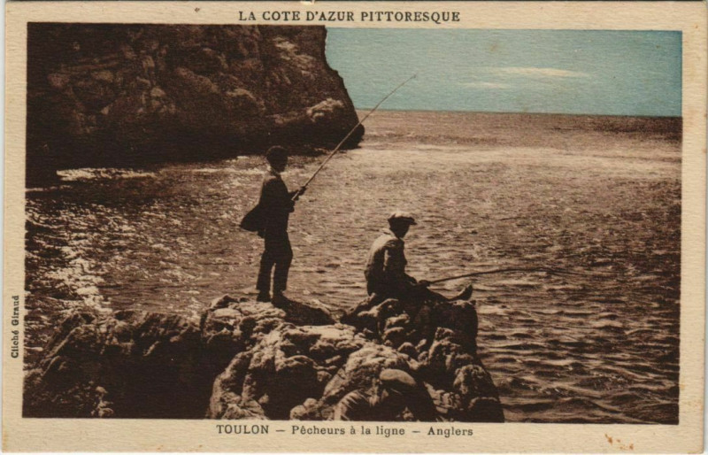 Carte postale ancienne Toulon Pecheurs a la ligne ,Anglers France à Toulon