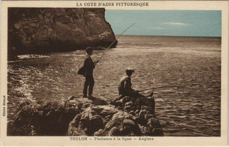 Carte postale ancienne Toulon Pecheurs a la ligne ,Anglers France à Toulon