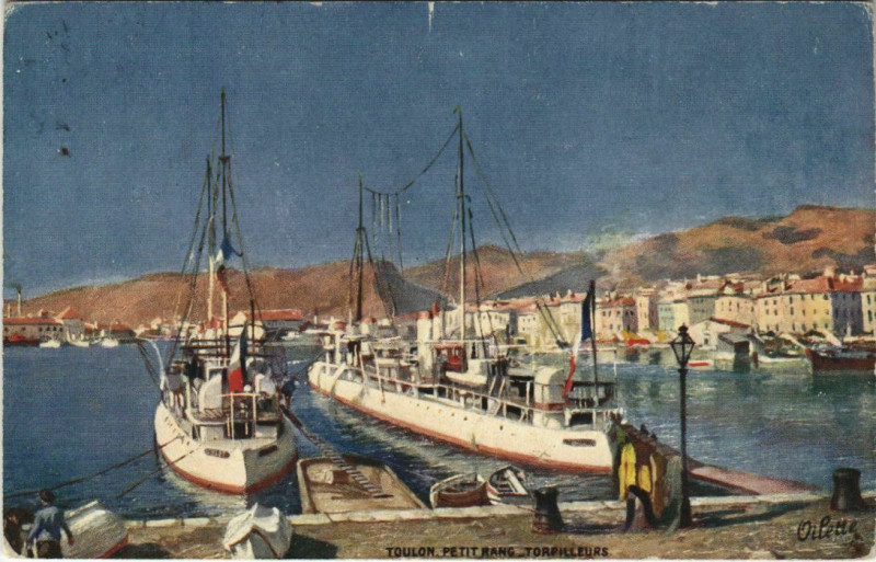 Carte postale ancienne Toulon Petit Rang Torpilleurs France à Toulon