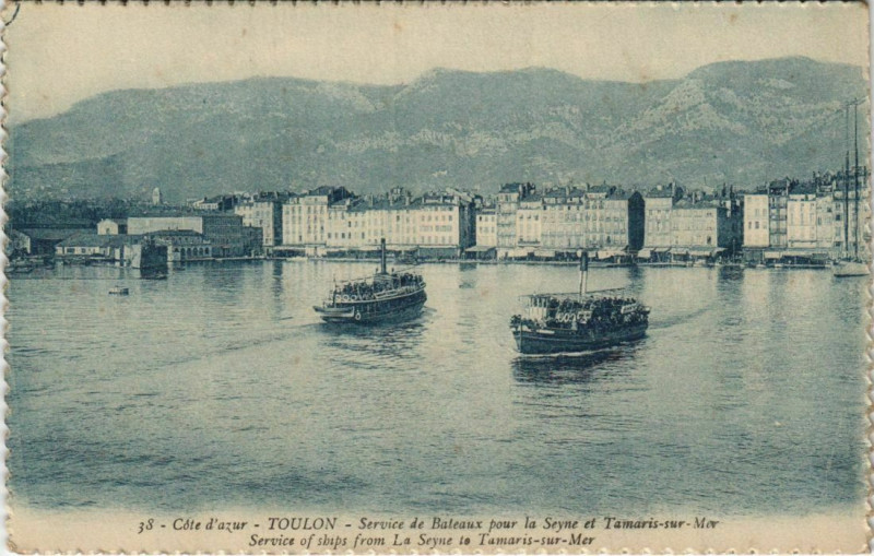Carte postale ancienne Toulon Service de Bateaux pour la Seyne et Tamaris France à Toulon