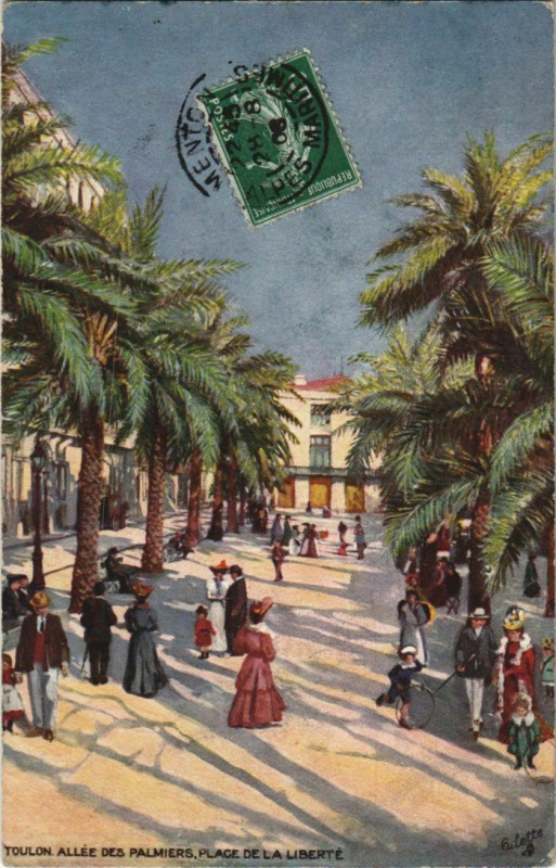 Carte postale ancienne Toulon Allee des Palmiers sur la Place de la Liberte France à Toulon