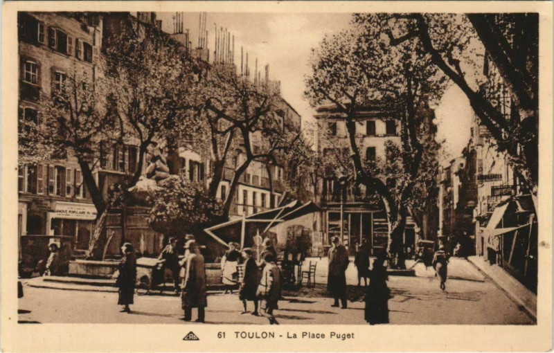 Carte postale ancienne Toulon La Place Puget France à Toulon