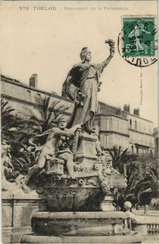 Carte postale ancienne Toulon Monument de la Federation France à Toulon