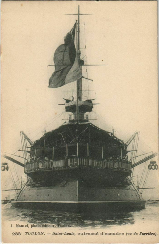 Carte postale ancienne Toulon St Louis ,cuirasse d'escadre France à Toulon