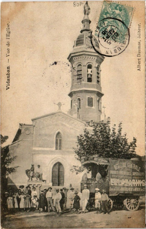 Carte postale ancienne Vidauban - Vue de l'Eglise à Vidauban