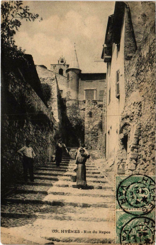 Carte postale ancienne Hyeres - Rue du Repos à Hyères
