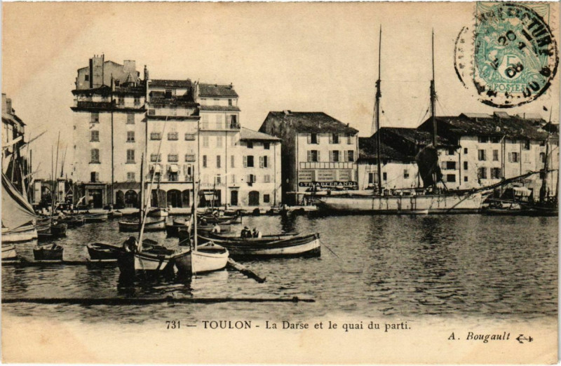 Carte postale ancienne Toulon - La Drase et le quai du parti à Toulon
