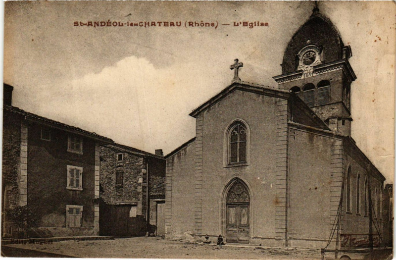 Carte postale ancienne St Andéol le Chateau - L'Eglise