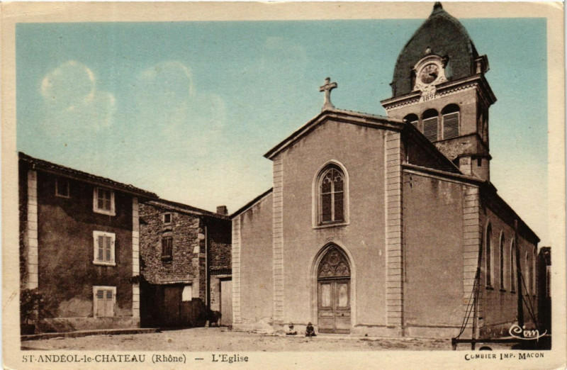 Carte postale ancienne St Andeol le Chateau - L'Eglise