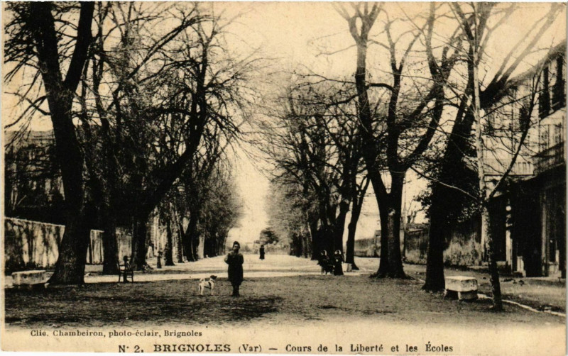 Carte postale ancienne Var Brignoles Cours de la Liberté Ecoles à Brignoles