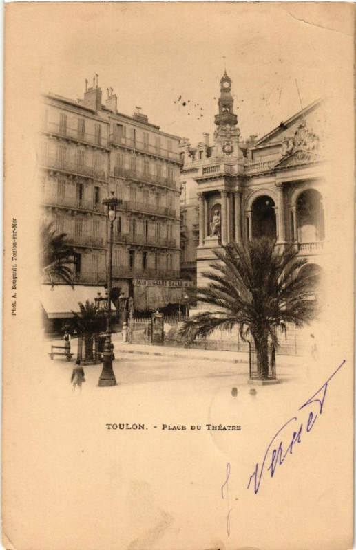 Carte postale ancienne Toulon Place du Theatre à Toulon