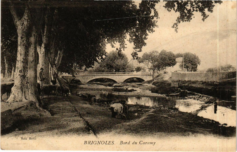 Carte postale ancienne Brignoles Bord du Caramy à Brignoles