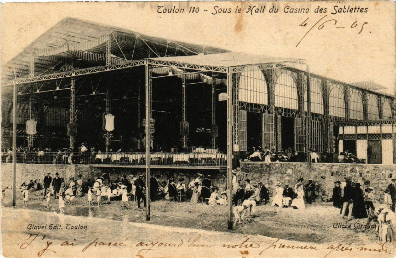 Carte postale ancienne Toulon Sous le Hall du Casino des Sablettes à Toulon