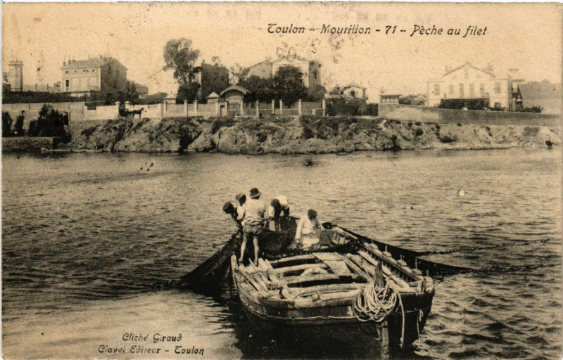 Carte postale ancienne Toulon Mourillon Peche au filet à Toulon