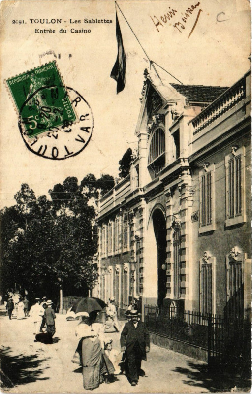 Carte postale ancienne Toulon Les Sablettes-Entrée du Casino à Toulon