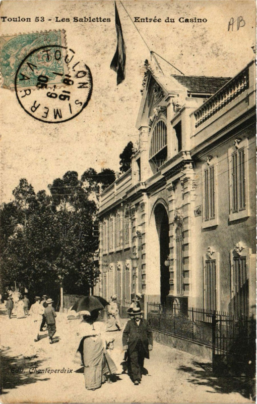 Carte postale ancienne Toulon Les Sablettes-Entrée du Casino à Toulon