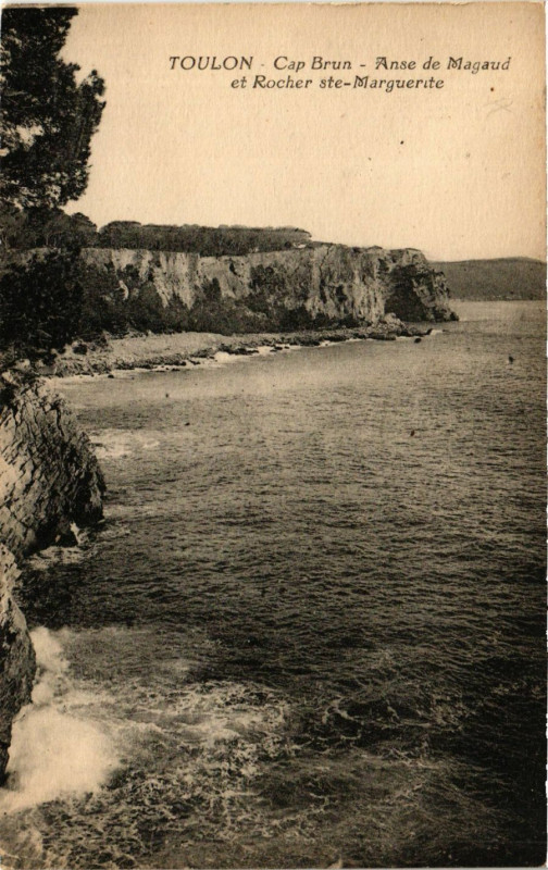 Carte postale ancienne Toulon Cap Brun-Anse de Magaud et Rocher Ste-Marguerite à Toulon