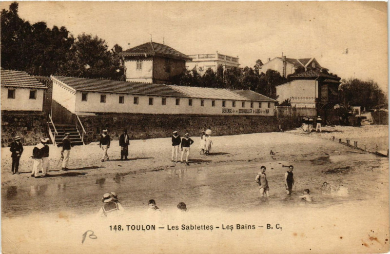 Carte postale ancienne Toulon Les Sablettes-Les Bains à Toulon