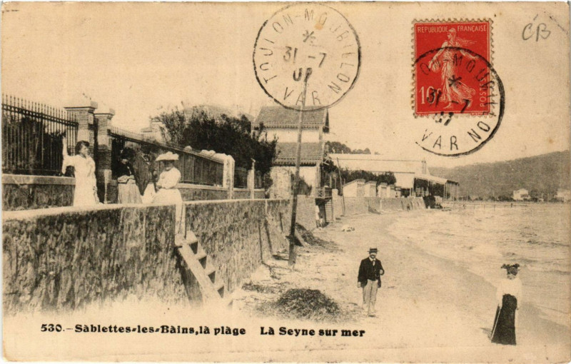 Carte postale ancienne La Seyne-sur-Mer Sablettes-les-Bains-La Plage à La Seyne-sur-Mer