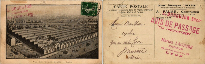 Carte postale ancienne Lyon Vue des Usines Dexter à Lyon