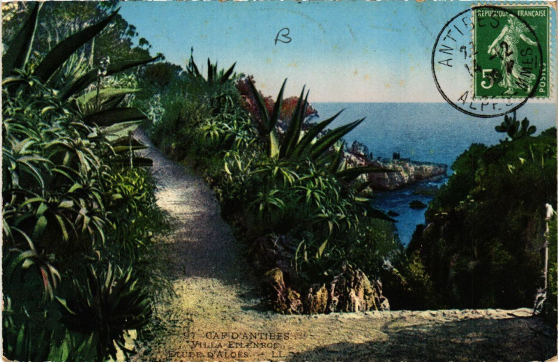 Carte postale ancienne Antibes - Cap d'Antibes - Villa Eilenroc - Etude d'Aloes à Antibes