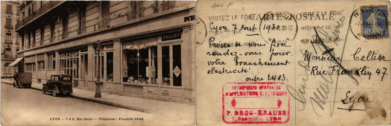 Carte postale ancienne Lyon 7 et 9 Rue Stella. à Lyon