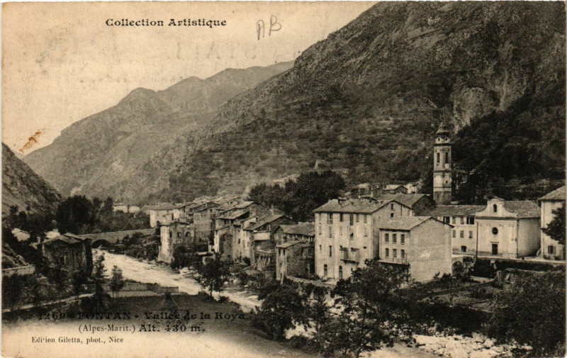Carte postale ancienne Fontan - Vallée de la Roya à Fontan