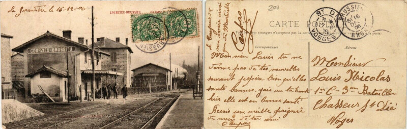 Carte postale ancienne Courzieu-Brussieu La Gare. à Courzieu