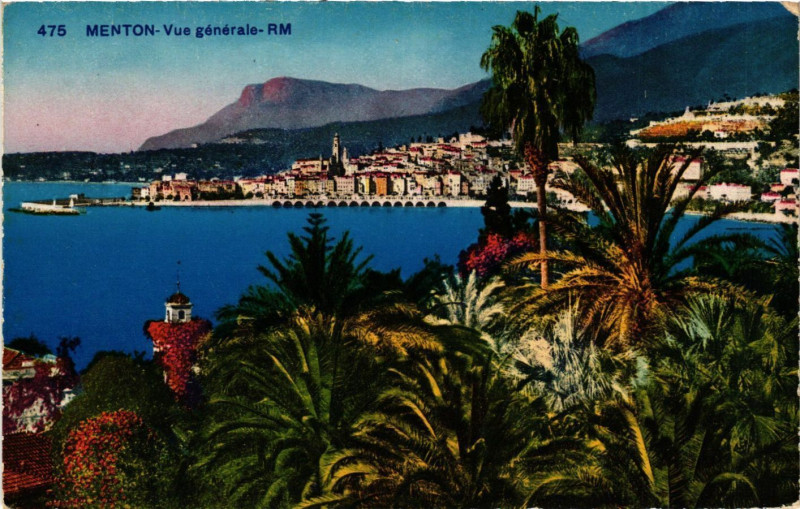 Carte postale ancienne Menton - Vue générale à Menton