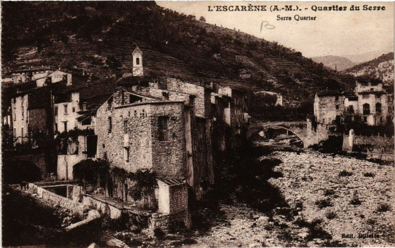 Carte postale ancienne L'Escarene - Quartier du Serre à L'Escarène