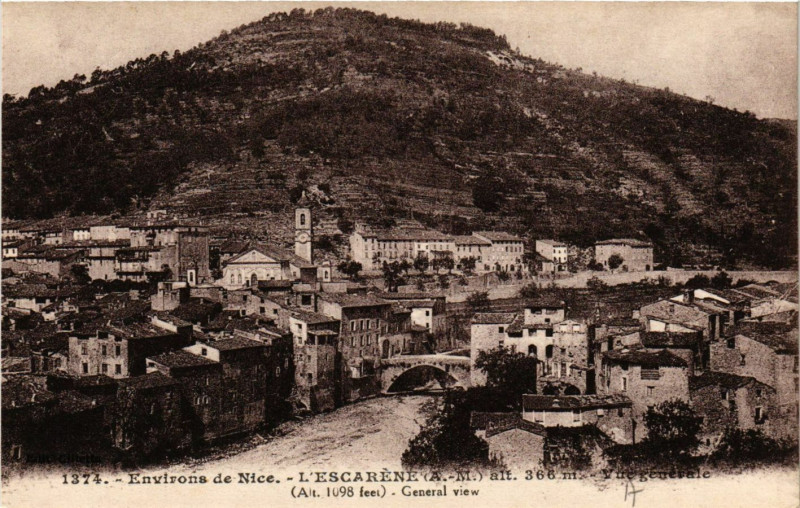 Carte postale ancienne L'Escarene - Vue générale - Env. de Nice à L'Escarène