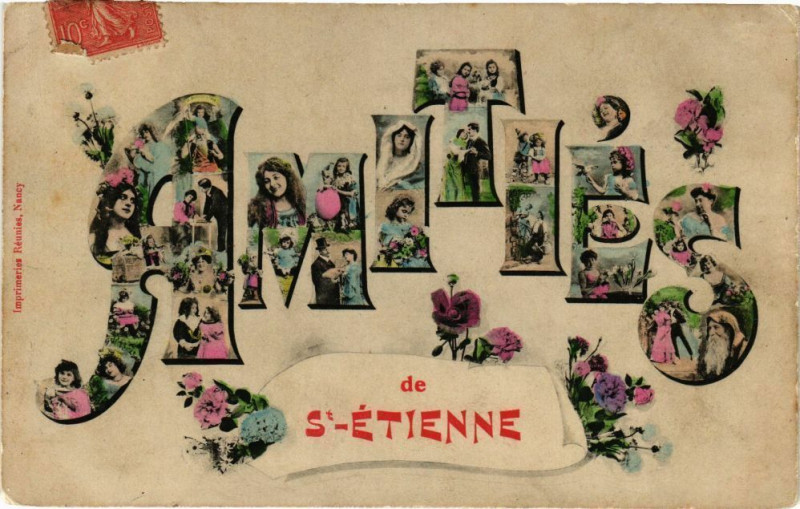Carte postale ancienne Amitiés de Saint-Etienne