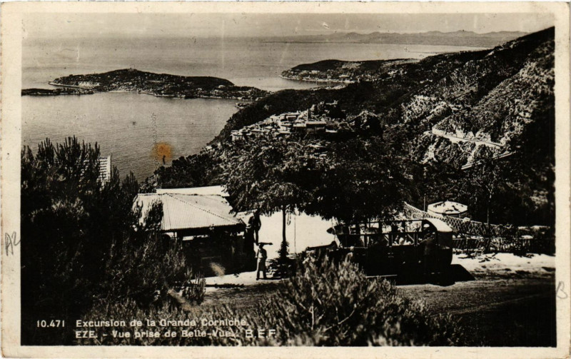 Carte postale ancienne Eze Vue prise de Belle-Vue à Èze