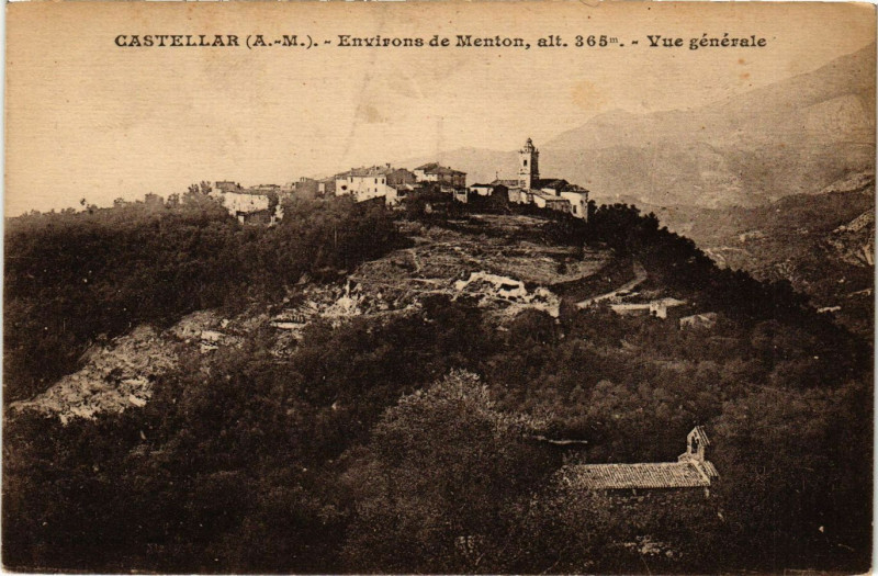 Carte postale ancienne Castillon - Vue générale - Env. de Menton à Castillon